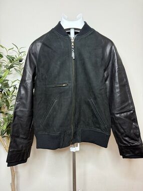 Billy Reid Leather College Jacket Suede